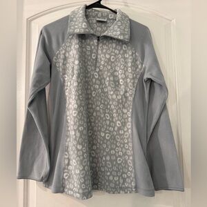 Columbia Light Gray Patterned Fleece 3/4 Zip Top